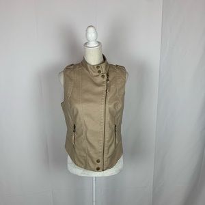 Blanc Noir Faux Leather Moto Vest Women Size Large Biker Vibe